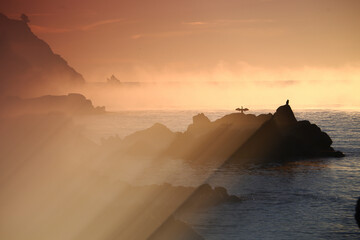 Spain, Cala S'Alguer, Costa Brava, sunset at the coast