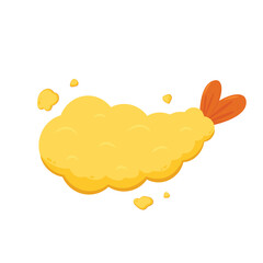 Tempura fried shrimp vector isolated illustration. Tempura fried shrimp on white background.