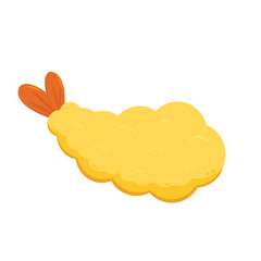 Tempura fried shrimp vector isolated illustration. Tempura fried shrimp on white background.