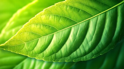 Vibrant Green Leaf Macro Photography Closeup Detail Nature