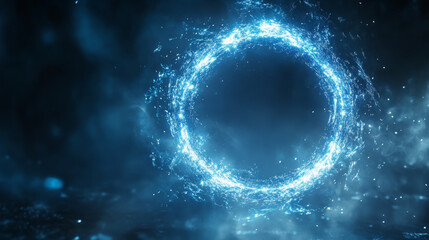 Obraz premium Blue bokeh light effect with sparkle shimmer on transparent background. Abstract circle blur shine overlay for Christmas festive design. Winter disco fairy glow illuminated blurry illustration