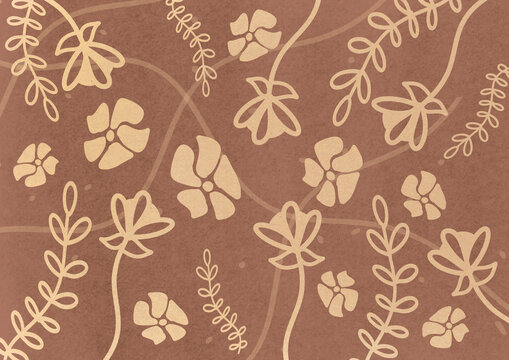 Illustration of a flower composition in mocha mousse Pantone color