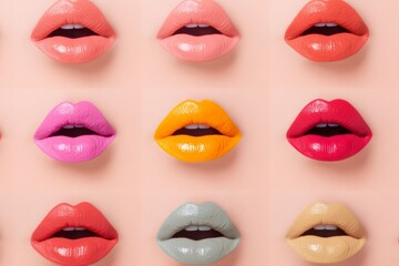 Fototapeta premium Vibrant Multicolored Lips on Textured Abstract Background - Neurodiversity-Inspired Art for Modern Marketing and Inclusive Beauty Campaigns