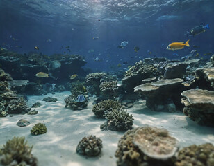 Fototapeta premium coral reef and diver