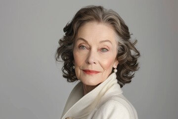 Fototapeta premium Graceful Aging: Beautiful Senior Woman with Natural Hair and Subtle Makeup