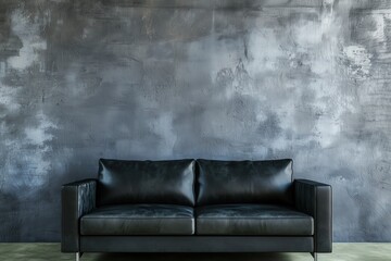 Generative AI, Modern Industrial Minimalist Living Room with Olive Green and Black Accents