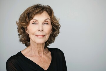 Fototapeta premium Graceful Aging: Beautiful Senior Woman with Natural Hair and Subtle Makeup