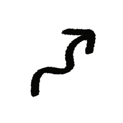 手描き　線画　黒いうねうね矢印のイラスト