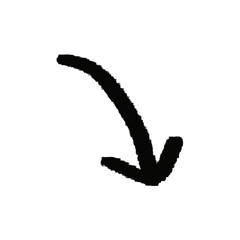 手描き　線画　黒い下向き矢印のイラスト