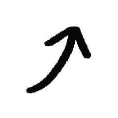 手描き　線画　黒い上向き矢印のイラスト