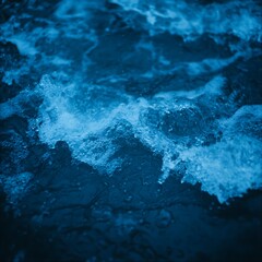 Water drop on the surface of the lake in the forest at sunset