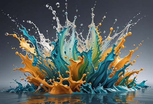 Dynamic and colorful explosion of colors. The color scheme of the illustration is contrasting and saturated. Abstract painting, modern art