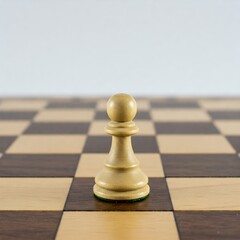 A single chess piece on a chessboard, isolated on a white background.