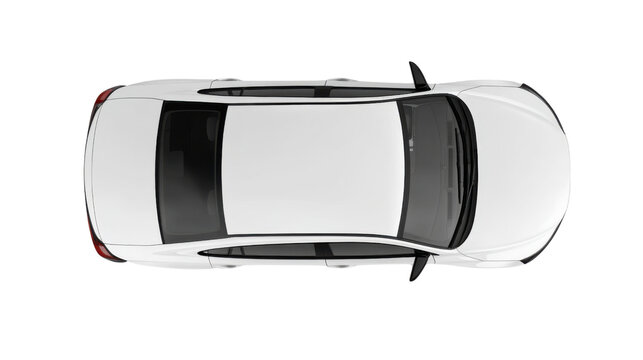 White abstract car top view on transparent background  - Powered by Adobe