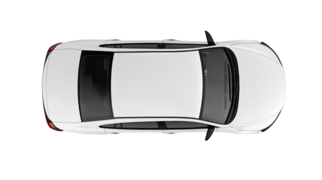 White abstract car top view on transparent background 