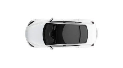 White abstract car top view on transparent background 