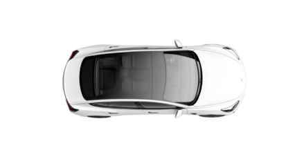 White abstract car top view on transparent background 