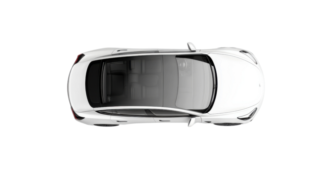 White abstract car top view on transparent background 