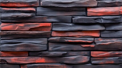 Dark Gray and Red Brick Wall Texture Background
