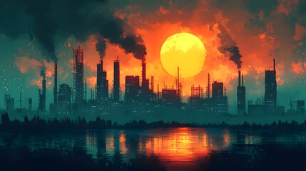 Fototapeta premium climate change technology AI illustration minimalist