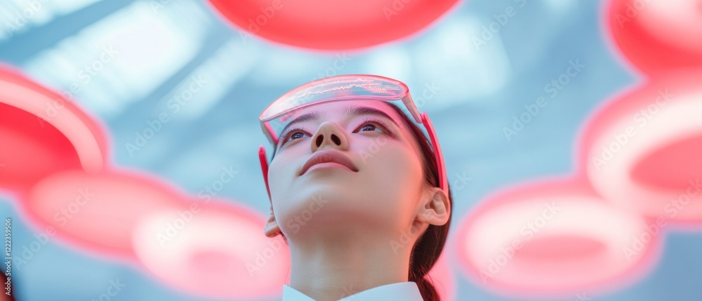 Poster futuristic vr collaboration hub dynamic south korean workspace with holographic tech and sleek mirro