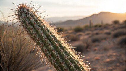 Fototapeta premium Macro Photography: Thorny Detail - Prickles of a Cactus Close-Up