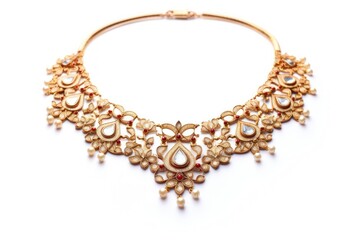 Obraz premium Jewelry necklace earring white background.