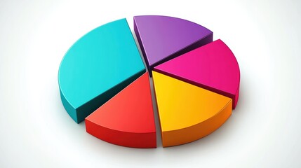 Obraz premium Modern Flat Design Pie Chart with Bold Colors and Sleek Style