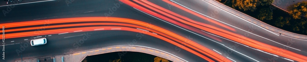 Poster metropolitan mobility dynamic traffic trail analysis on sleek asphalt - urban infrastructure insight