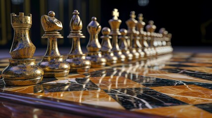 A unique chessboard, unique chess pieces. We contribute to a better gaming experience. Black and white chessboard. AI generated image