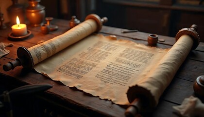Fototapeta premium Ancient Scroll: Unveiling Mysteries of the Past