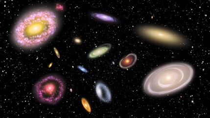 Naklejka premium Cosmic Galaxies Spiral Nebulae Universe Space