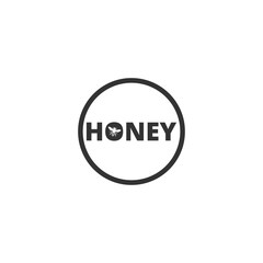 Honey word with bee icon isolated on transparent background
