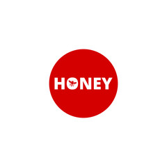 Honey word with bee icon isolated on transparent background
