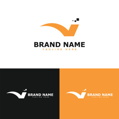 V logo and V icon modern check mark logo design vector illustration template