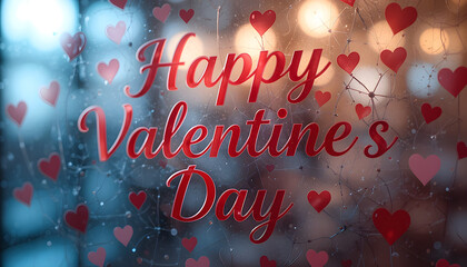Valentines Day background with heart pattern and typography of Happy Valentines Day text .