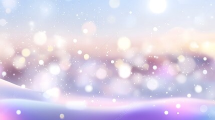 Obraz premium Magical Winter Wonderland Bokeh Background, Pastel Snowscape with Sparkling Lights