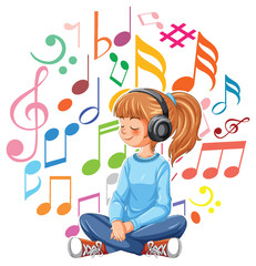 Girl Enjoying Music with Headphones