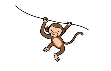 Fototapeta premium Cute Monkey Swinging