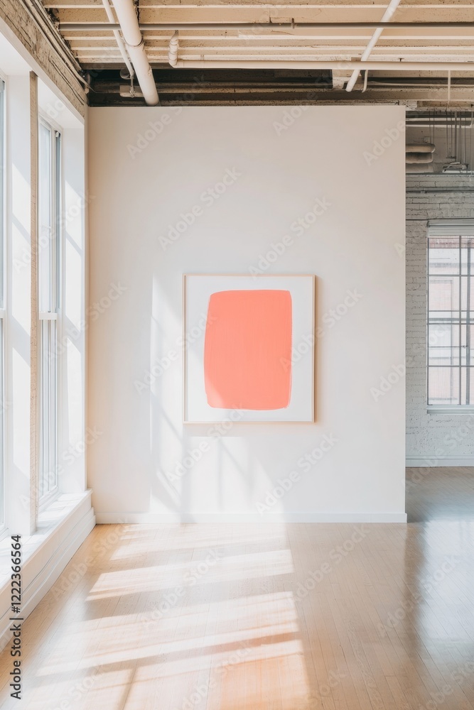 Aufkleber vibrant minimalist maximalist abstract bold brushstrokes on canvas with simple framing in modern gal