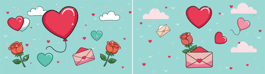 Happy Valentines day 2D flat Vector Background design in EPS10, Love Background