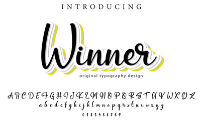 Winner Font Stylish brush painted an uppercase vector letters, alphabet, typeface