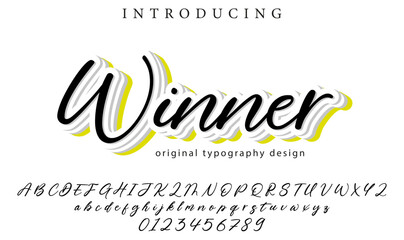 Winner Font Stylish brush painted an uppercase vector letters, alphabet, typeface