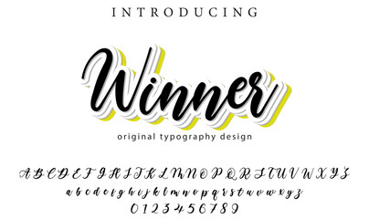 Winner Font Stylish brush painted an uppercase vector letters, alphabet, typeface