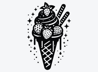 Ice Cream Cone Silhouette Vector