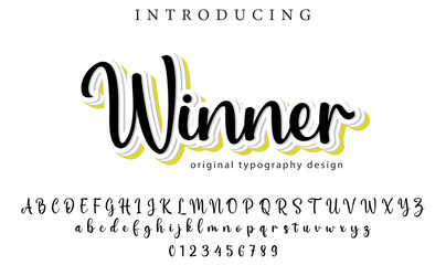 Winner Font Stylish brush painted an uppercase vector letters, alphabet, typeface