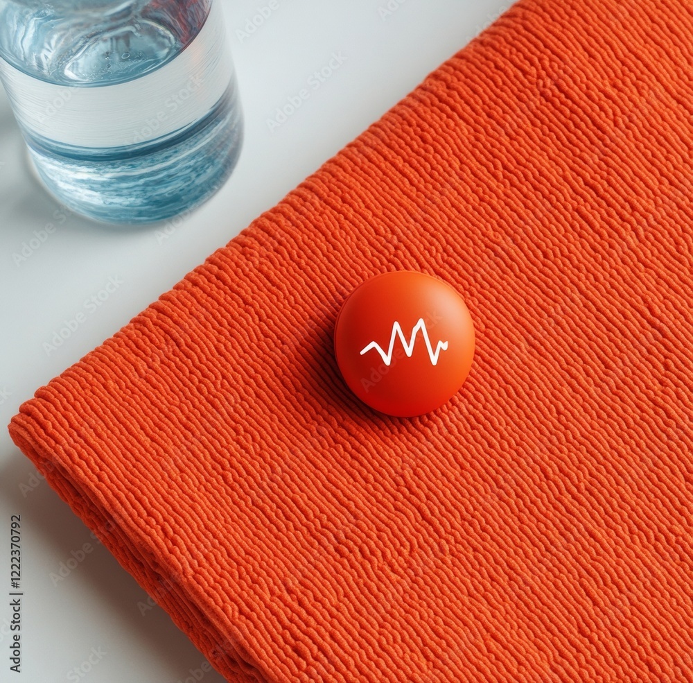 Poster Vibrant Wellness Tech Red Textured Fitness Mat with Smart Sensor Tracker for Enhanced Home Exercise Routines and Health Monitoring - New Age Fitness Insights