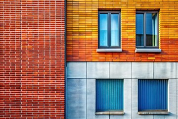 Architectural photography featuring a stylish, textured white denim-like concrete and brick building facade.