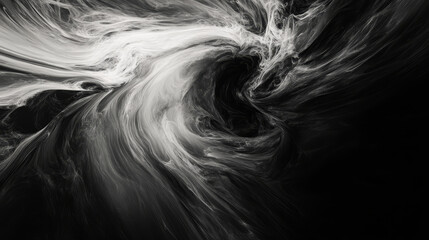 Naklejka premium Abstract background with wind effect. Air, mist or smoke trails disappear into the distance in black hole or dark tunnel, blizzard, windstorm, cold hurricane flow, Realistic 3d vector illustration