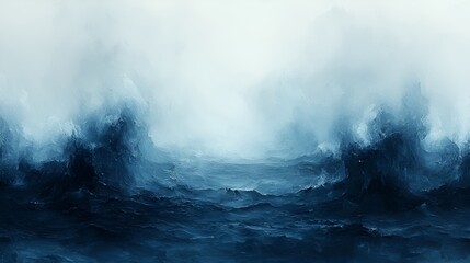 Obraz premium Stormy sea, dark waves, foggy landscape, atmospheric backdrop, fantasy art